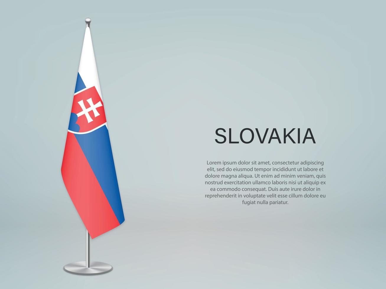 slovacchia bandiera appesa su supporto. modello per banner di conferenza vettore