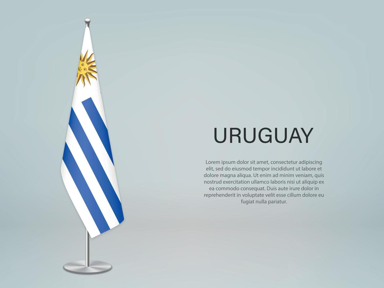 bandiera d'attaccatura dell'uruguay sul supporto. modello per banner di conferenza vettore