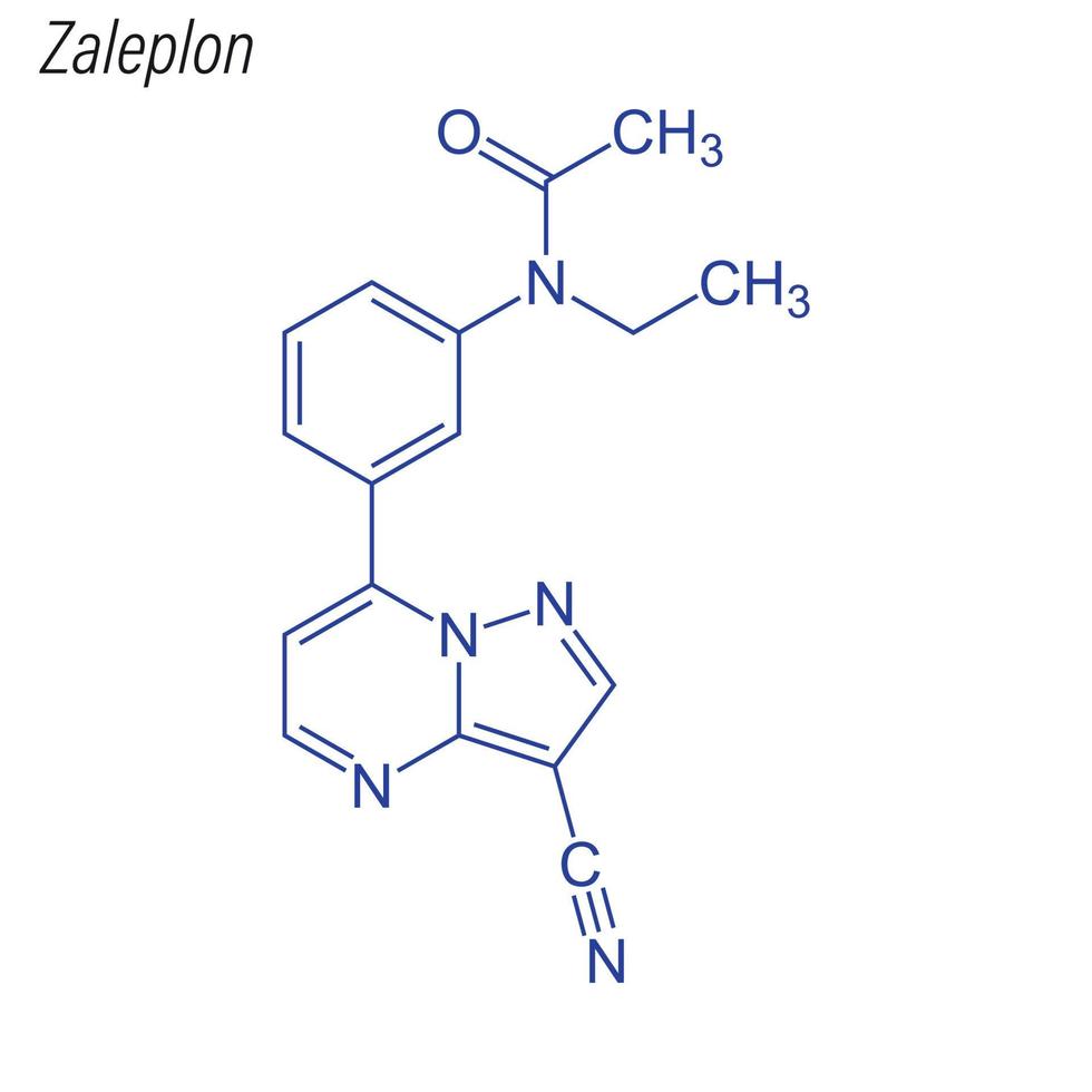 formula scheletrica vettoriale di zaleplon. molecola chimica del farmaco.