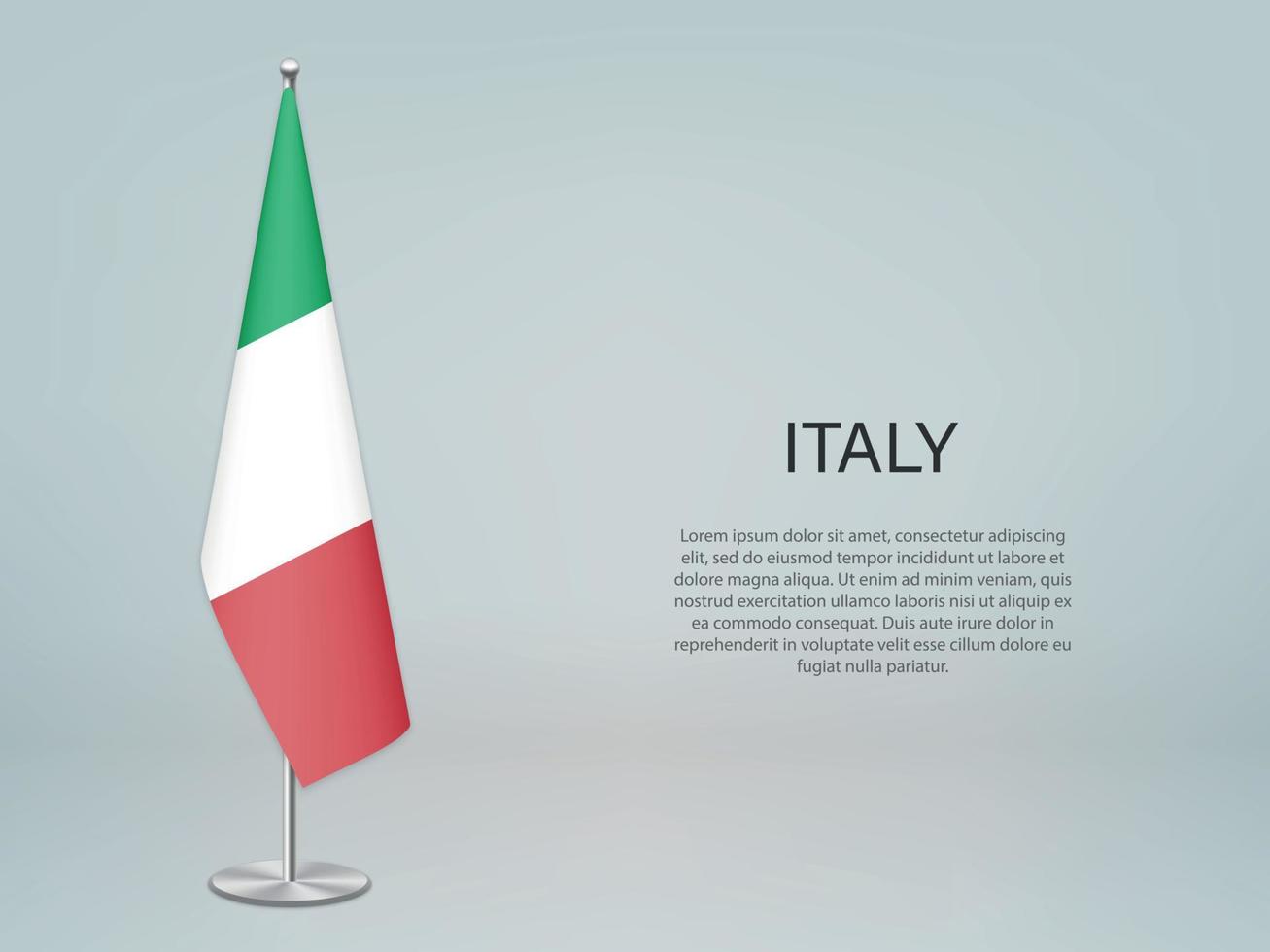 bandiera dell'italia appesa al supporto. modello per banner di conferenza vettore
