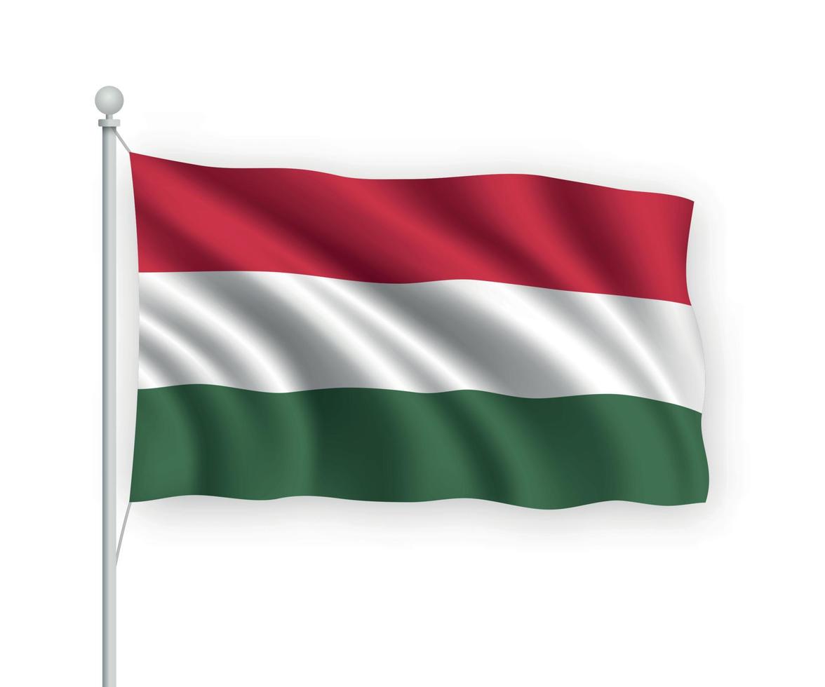 3d sventola bandiera Ungheria isolato su sfondo bianco. vettore