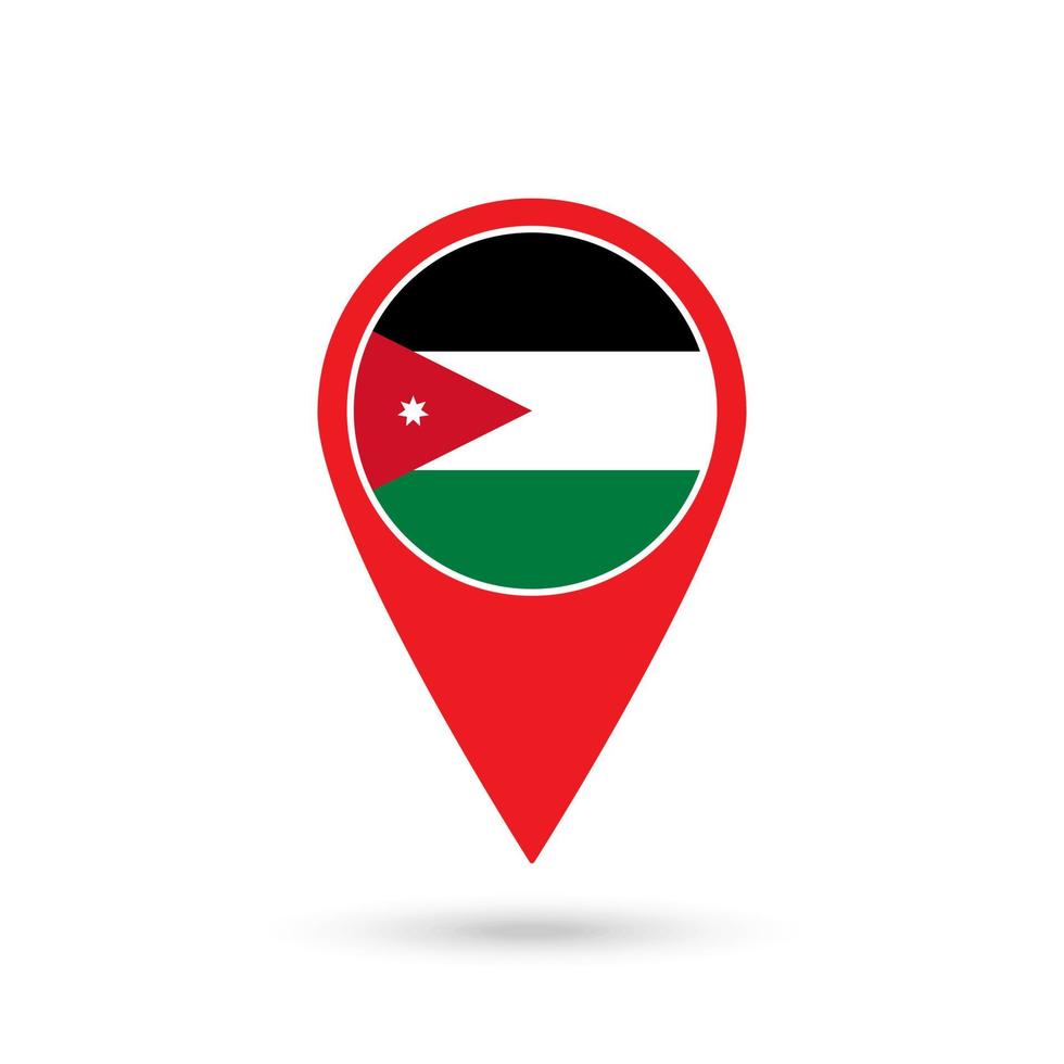 puntatore mappa con paese giordania. bandiera della giordania. illustrazione vettoriale. vettore