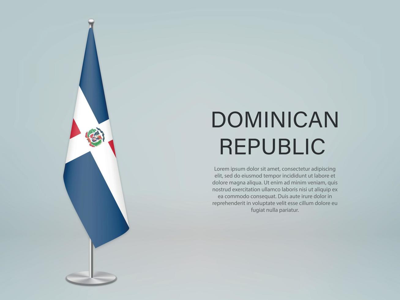 bandiera d'attaccatura della repubblica dominicana sul supporto. modello per conferenza vettore