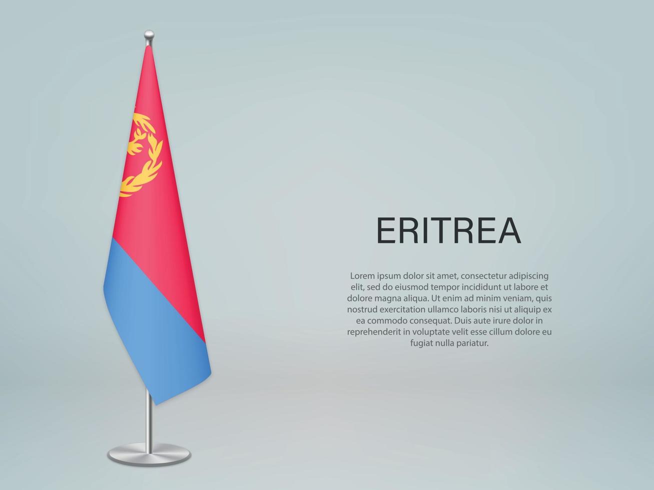 eritrea bandiera appesa su supporto. modello per banner di conferenza vettore