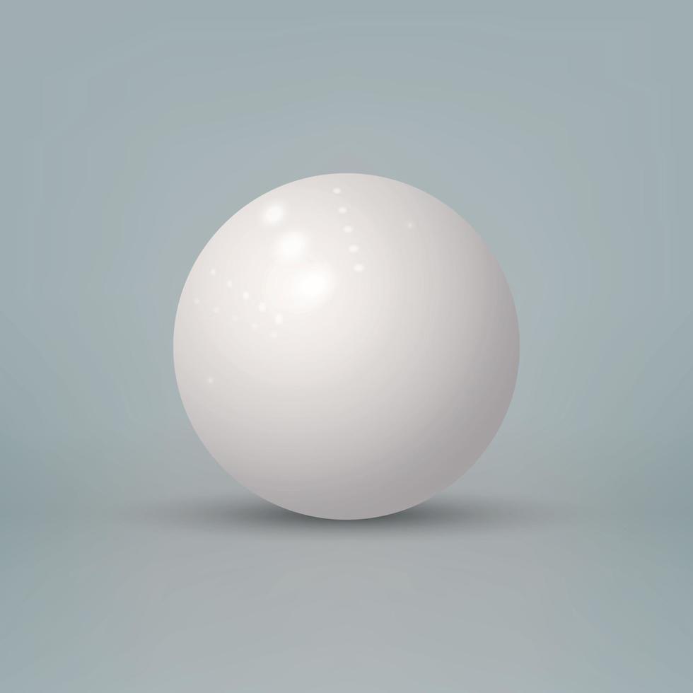 sfera bianca lucida 3d realistica isolata su sfondo bianco vettore