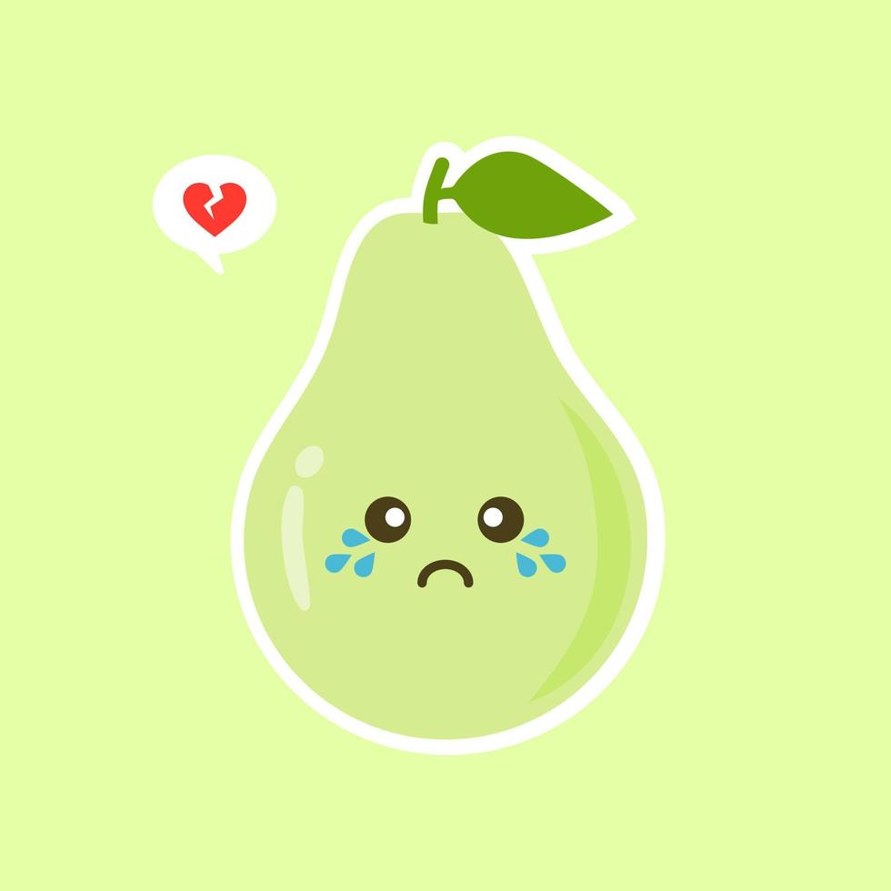 divertente felice carino felice sorridente avocado. icona dell'illustrazione kawaii del personaggio dei cartoni animati piatto vettoriale. isolato su sfondo colorato. concetto di avocado di frutta vettore