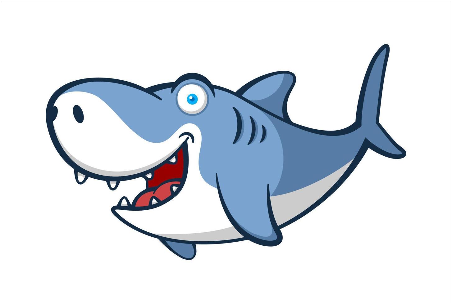 personaggio dei cartoni animati di squalo grande sorriso vettore