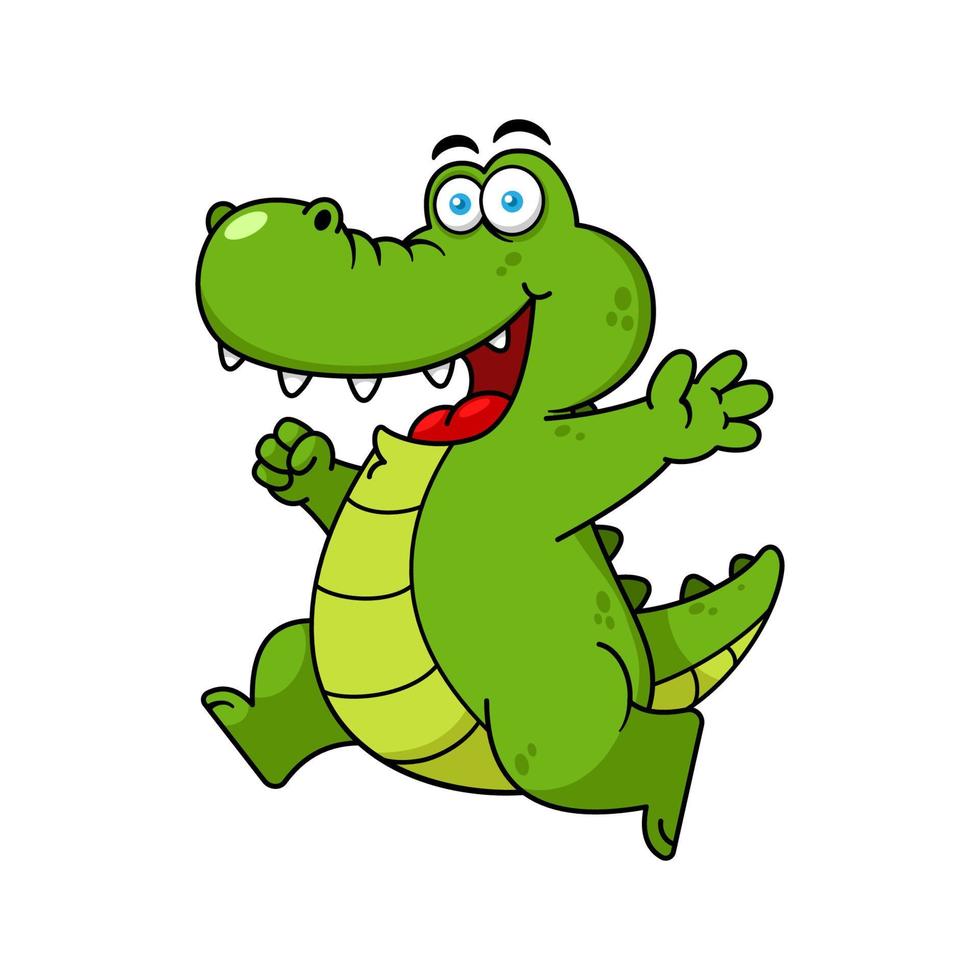 vettore premium del personaggio dei cartoni animati del coccodrillo felice