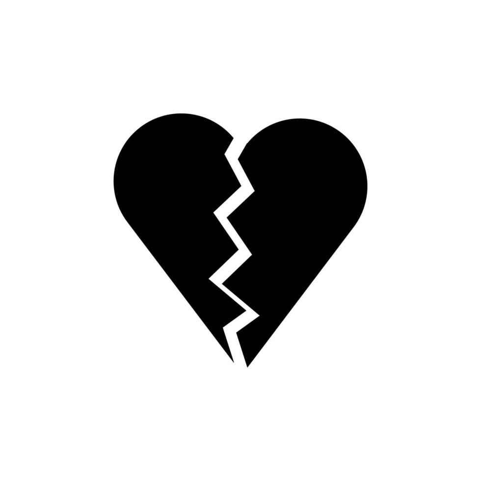 vettore icona cuore spezzato. simbolo di angoscia. semplice forma piatta