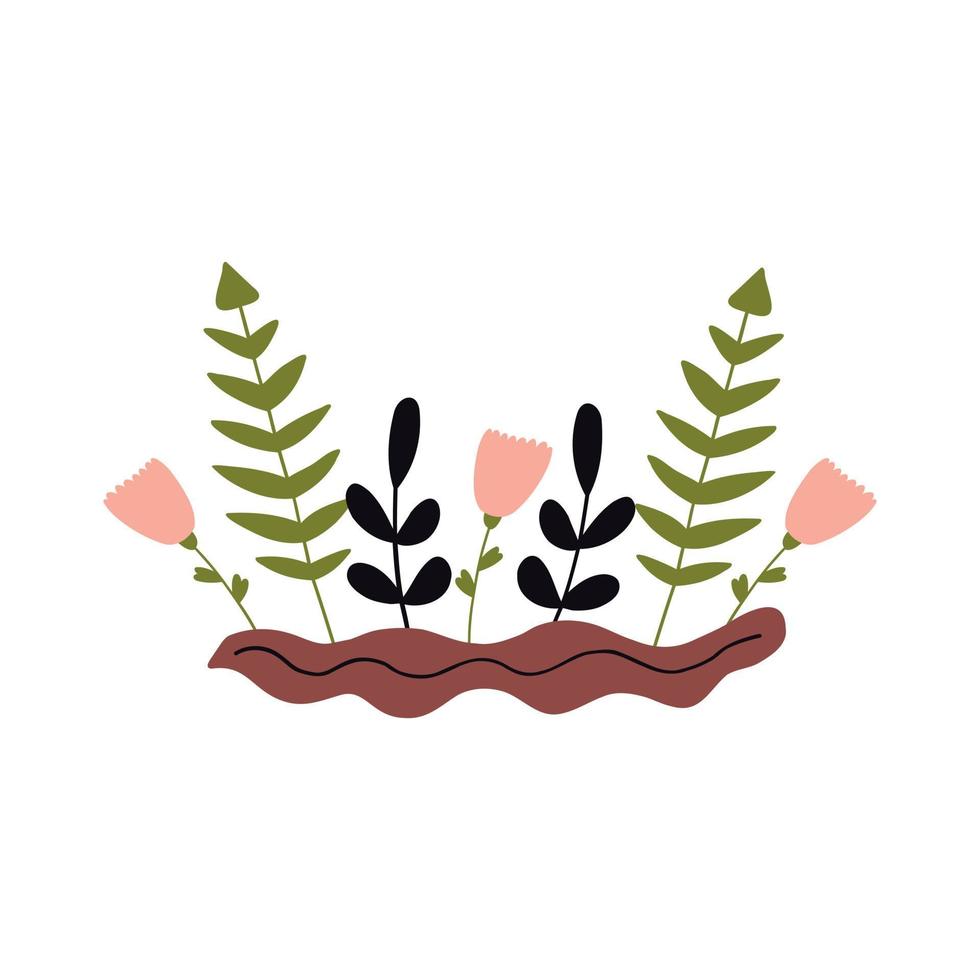 cornice vegetale con fiori e foglie vettore