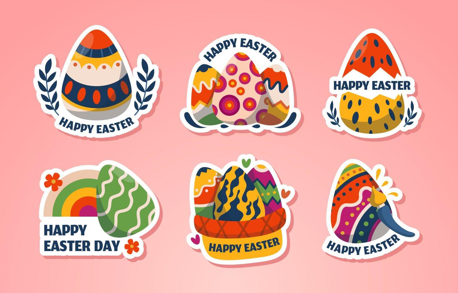 collezione di adesivi colorati con uova di Pasqua vettore