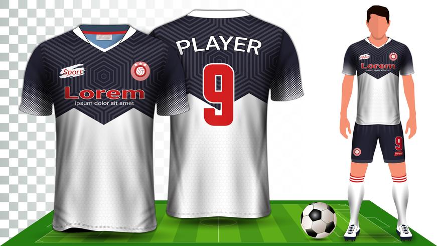Modello di mockup di presentazione uniforme di maglia da calcio, maglia sportiva o kit da calcio. vettore