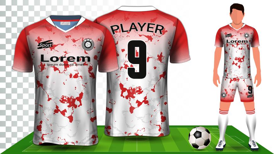 Modello di mockup di presentazione uniforme di maglia da calcio, maglia sportiva o kit da calcio. vettore