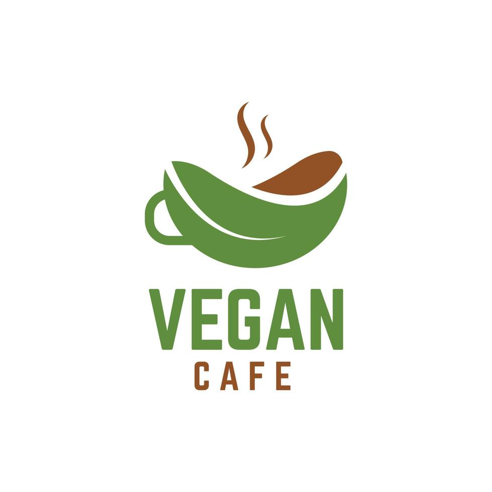 vettore di logo del caffè vegano su priorità bassa bianca