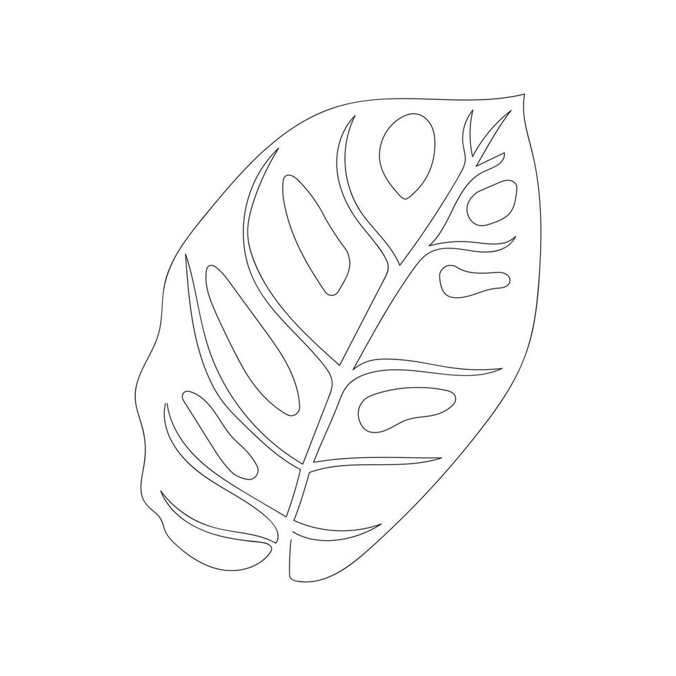 la pianta di monstera delicosa lascia il disegno minimalista di una linea continua. semplice stile minimalista su sfondo bianco. vettore