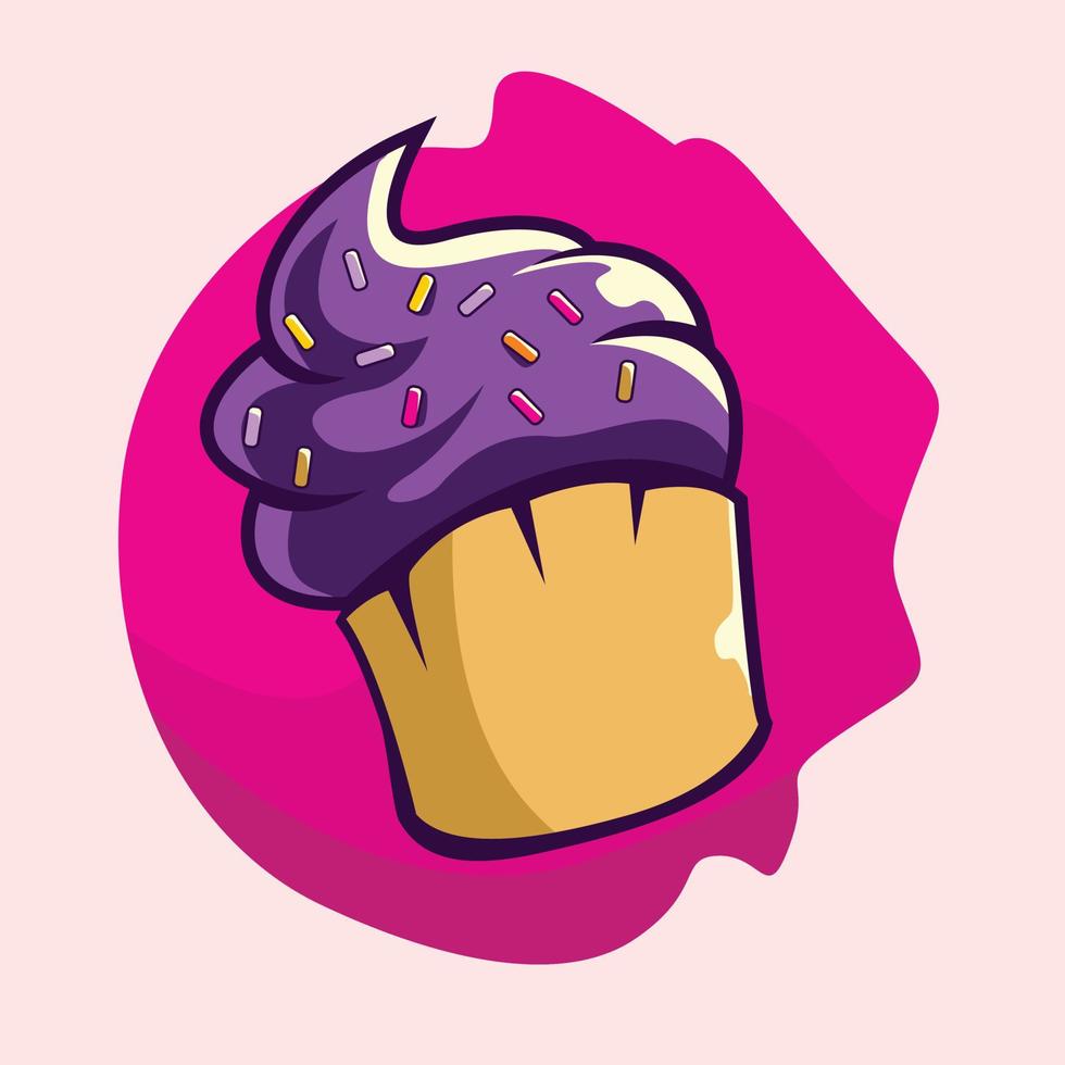 illustrazione di cibo vettoriale cupcake viola
