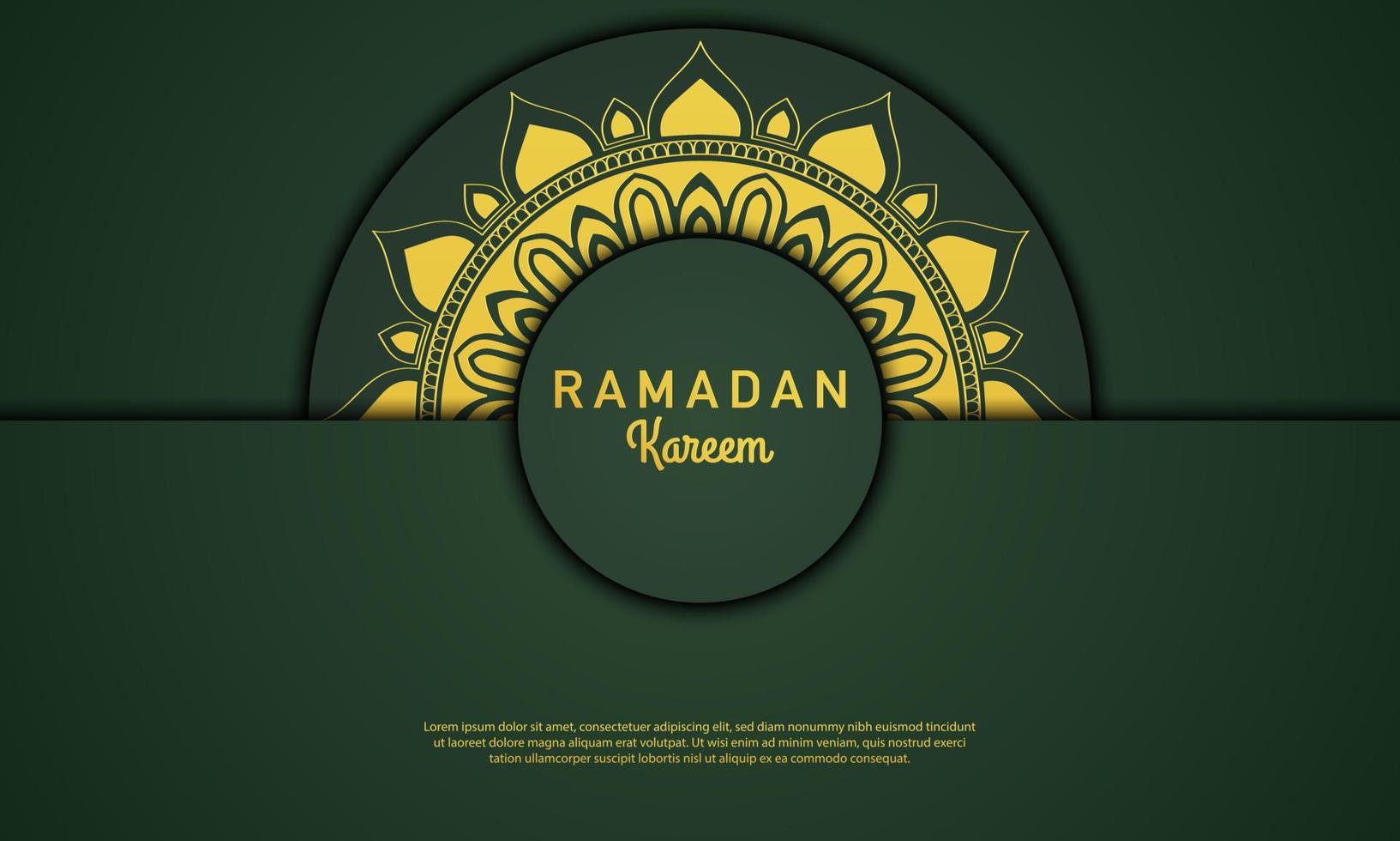 grafica vettoriale di ramadan kareem con mandala dorata e sfondo verde. adatto per imballaggi di alta qualità, decorativi e altri sfondi di lusso