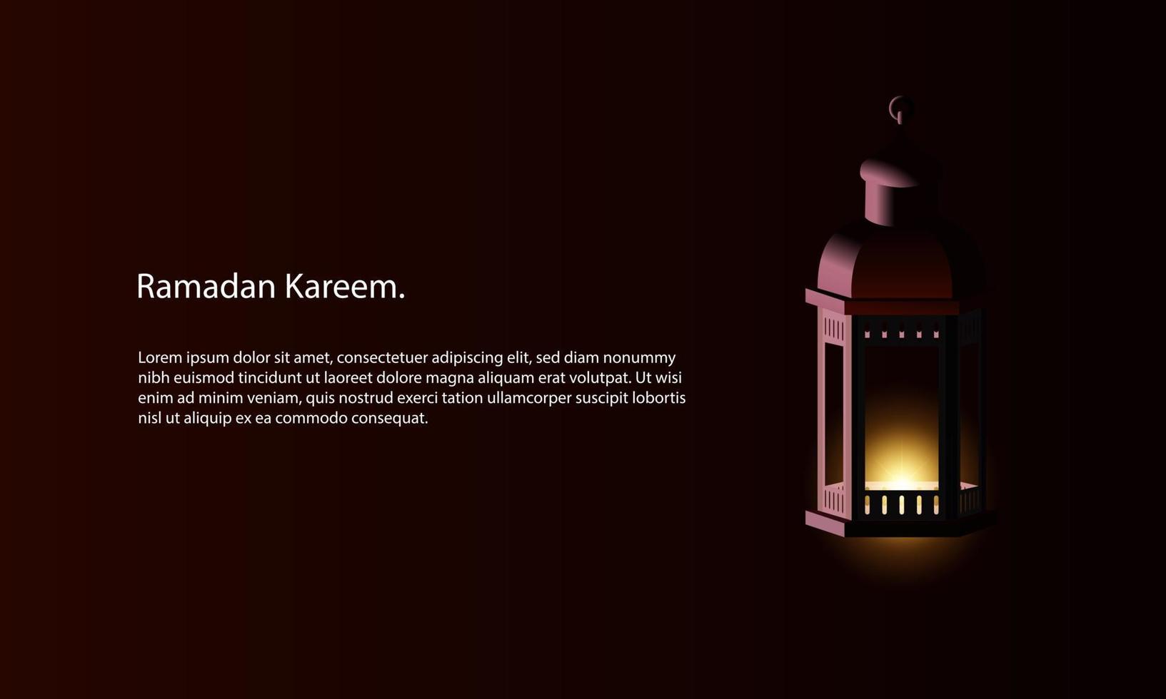 grafica vettoriale del ramadan kareem con lanterna. adatto per biglietti di auguri, sfondi e altro.