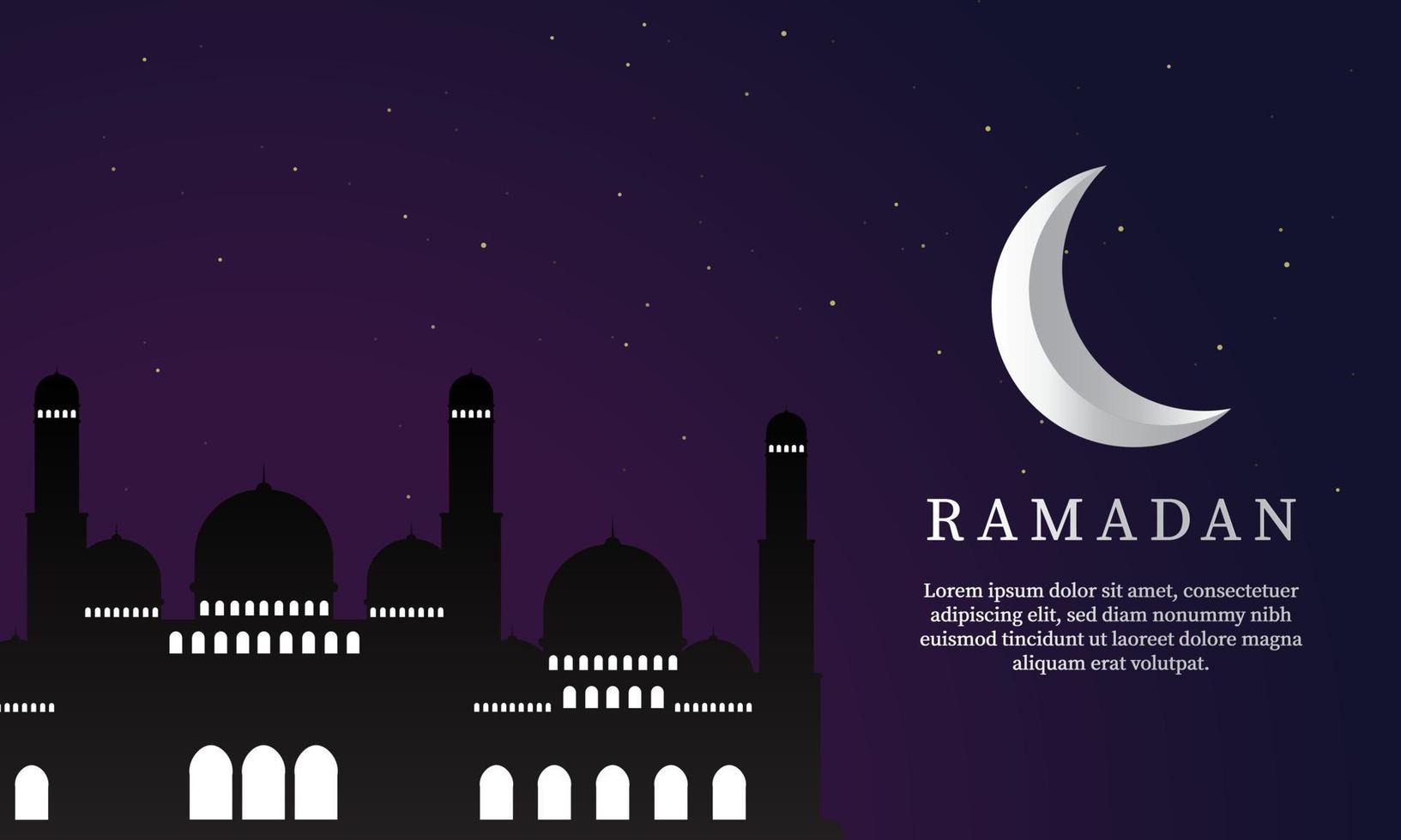 grafica vettoriale del ramadan kareem con moschea e luna. adatto per biglietti di auguri, sfondi e altri sfondi ramadan.