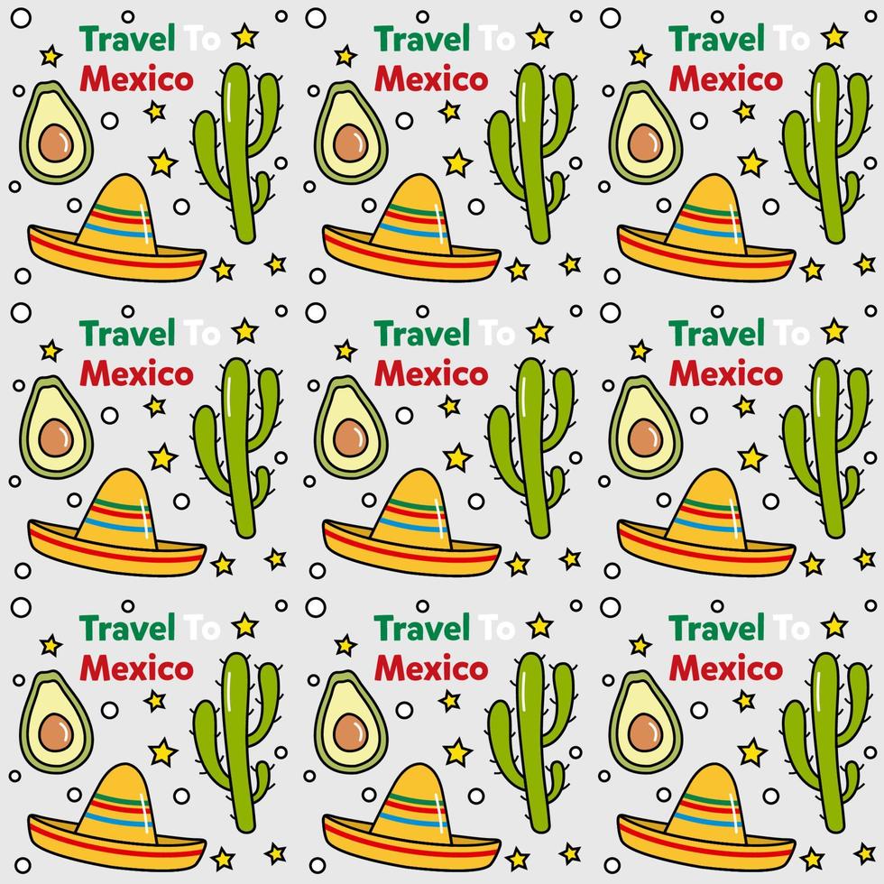 viaggio in messico doodle seamless pattern vector design