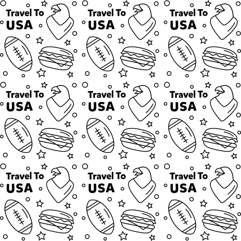 viaggio negli stati uniti doodle seamless pattern vector design