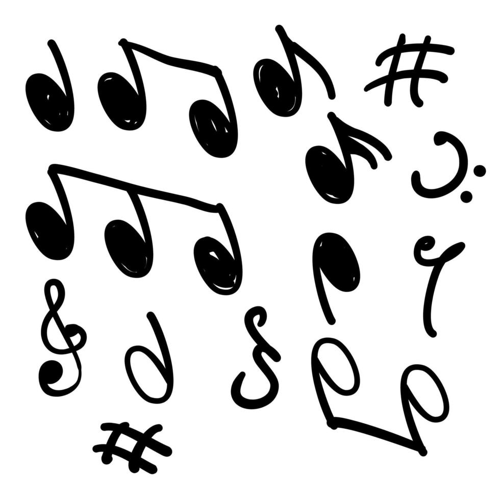 vettore di doodle dell'elemento della nota musicale disegnato a mano