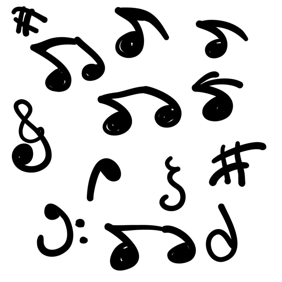 vettore di doodle dell'elemento della nota musicale disegnato a mano