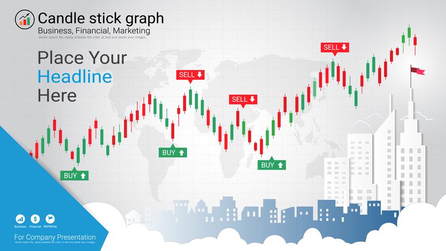 I modelli di candelieri sono uno stile di grafico finanziario. vettore