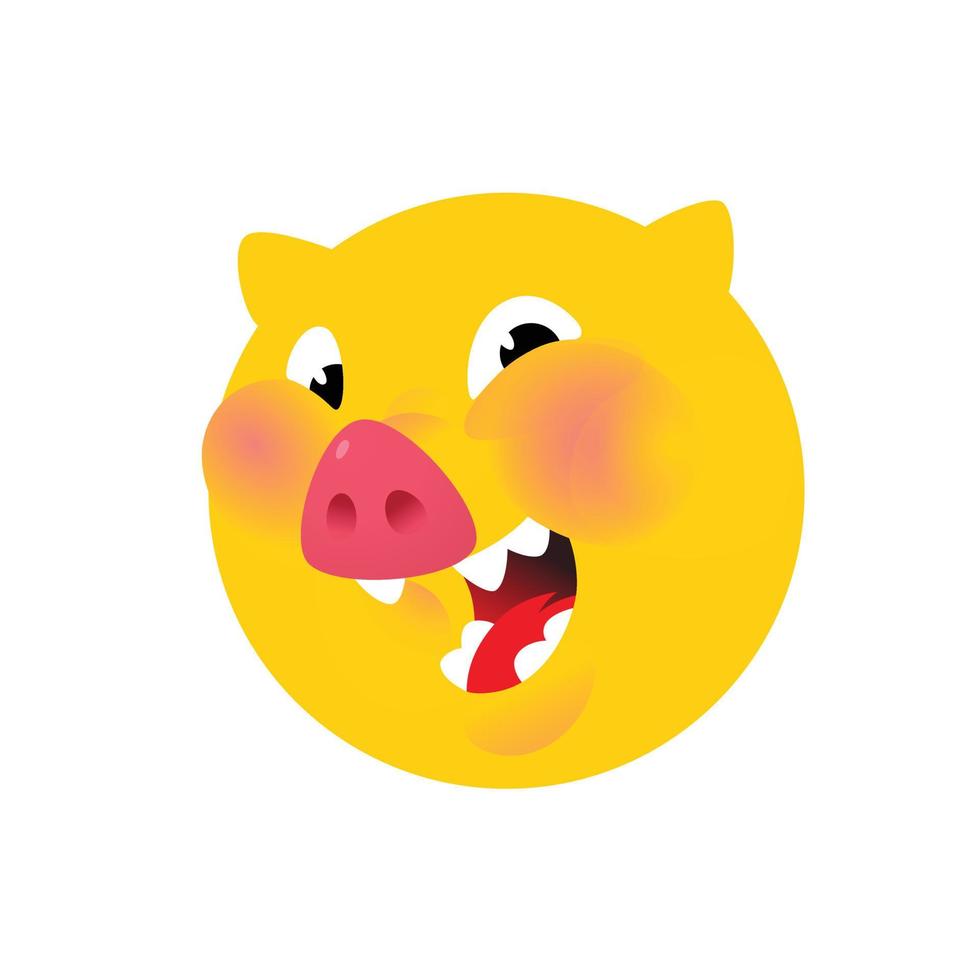 la testa di maiale, gialla. vettore. logo, simbolo dell'azienda. emblema per fast food e cibo. cinghiale a testa tonda. animale da carne. Bacon. vettore