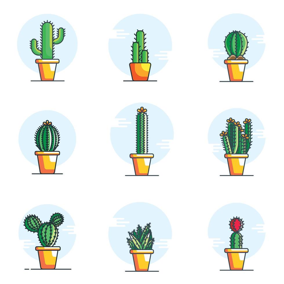 illustrazioni di cartoni animati della collezione di cactus vettore