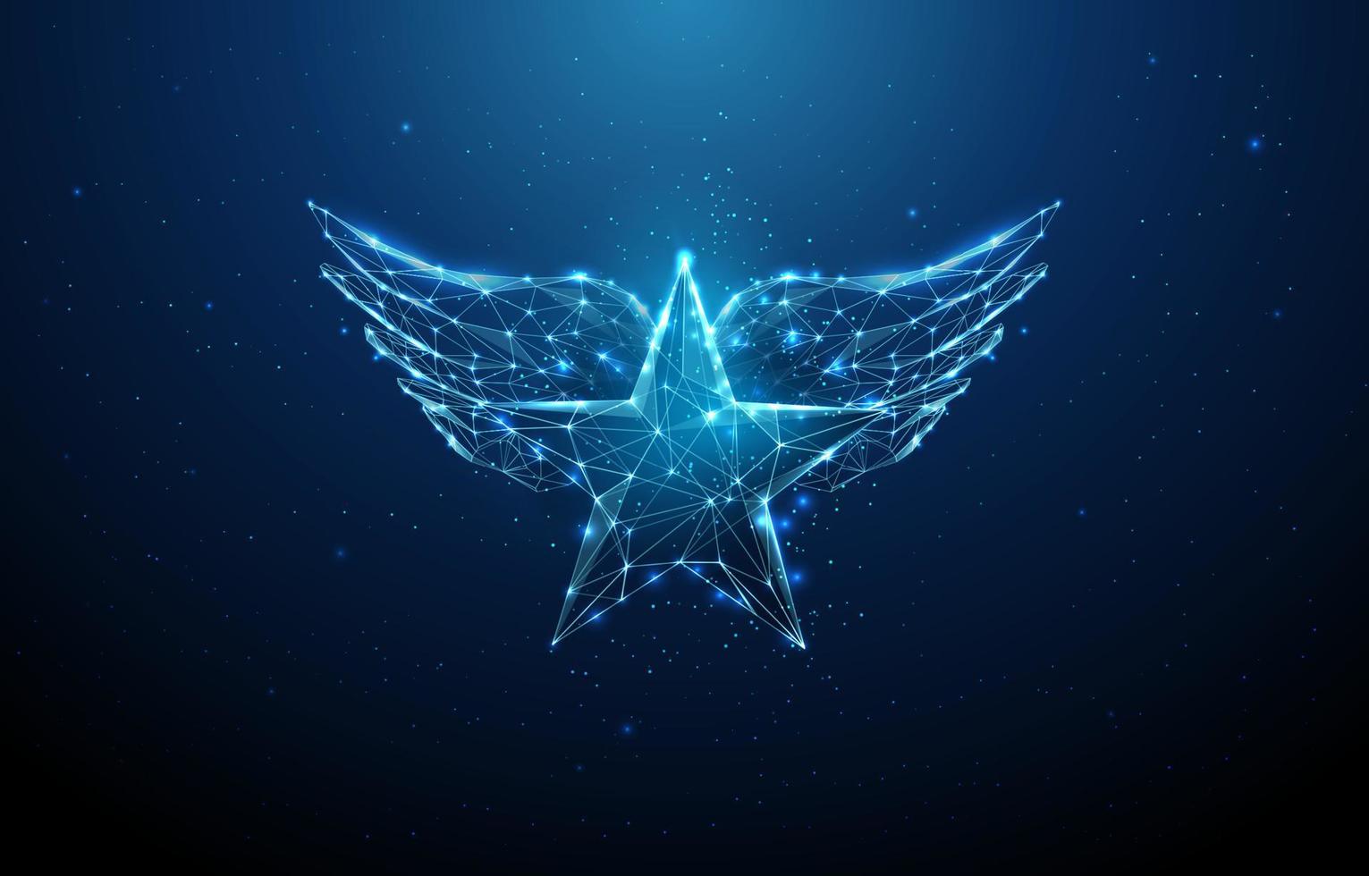 stella blu astratta di poli basso con le ali vettore
