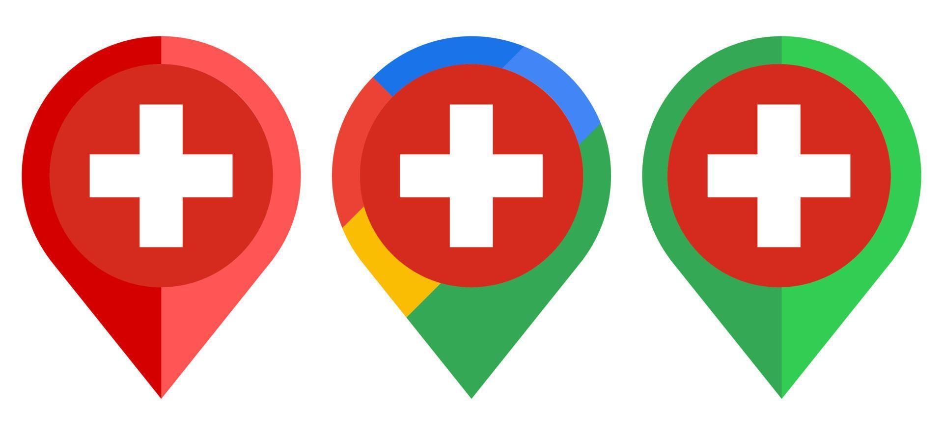 icona dell'indicatore di mappa piatta con bandiera svizzera isolata su sfondo bianco vettore