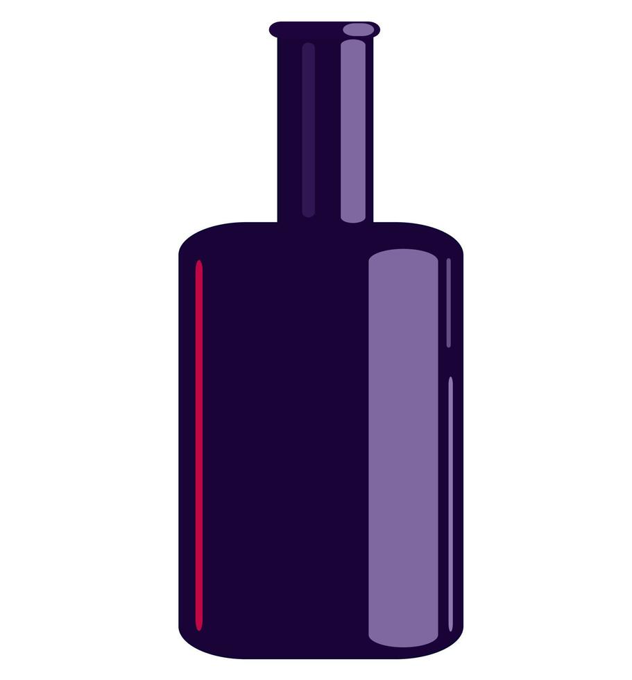 bottiglia di vetro di colore blu per alcolici, vino, vettore isolato