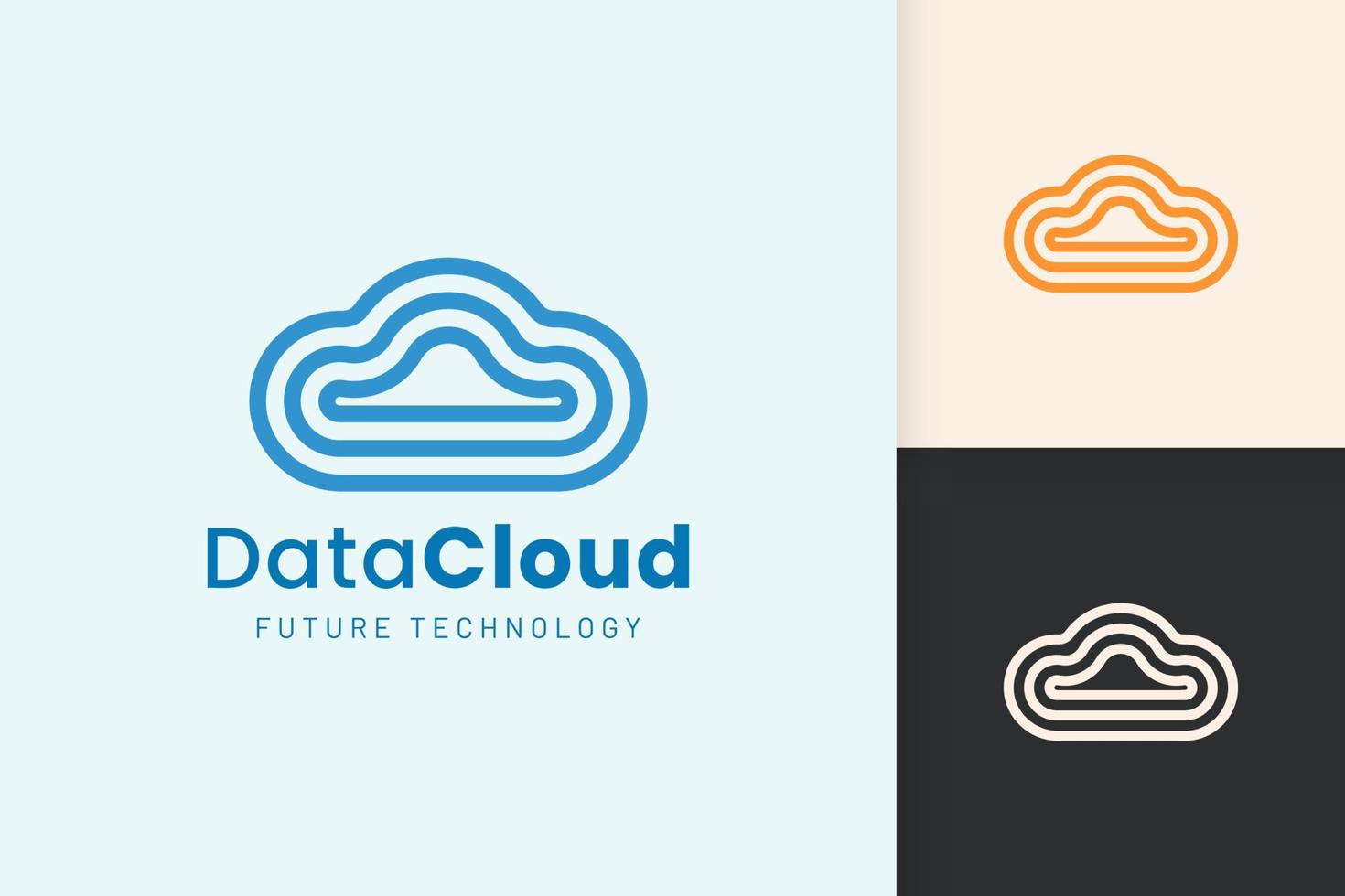 logo cloud o dati in stile moderno con colore blu vettore