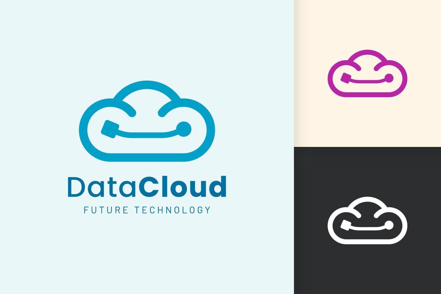 logo cloud o dati in stile moderno con colore blu vettore