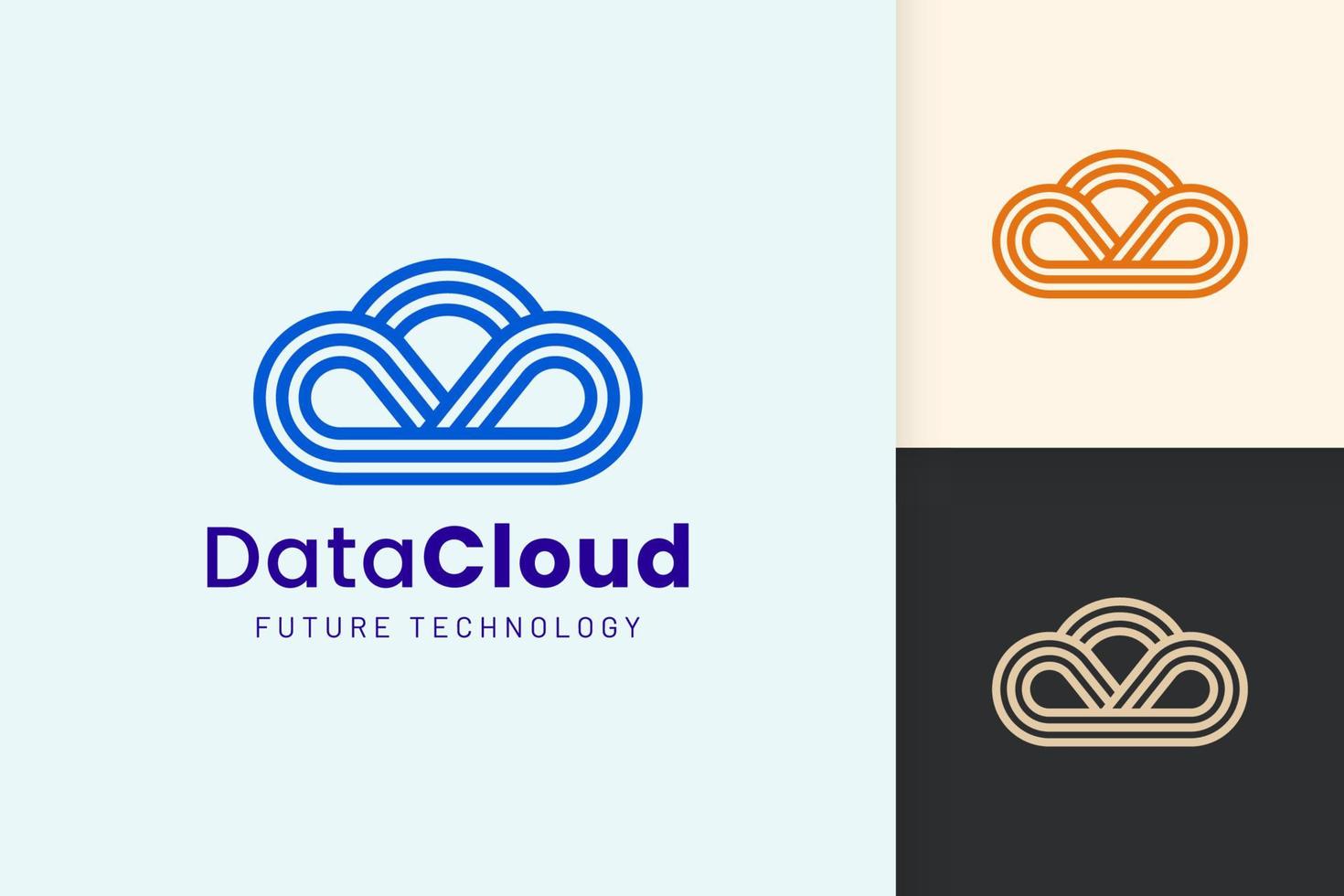 logo cloud o dati in stile moderno con colore blu vettore