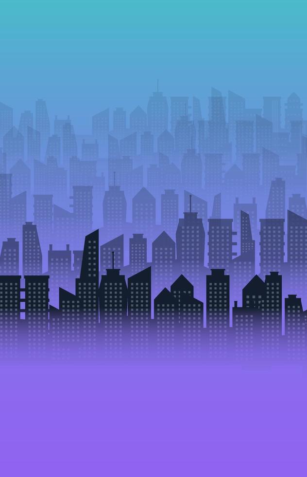 silhouette costruzione città città su sfondo sfumato vettore