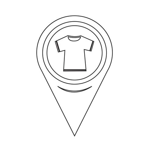 Icona della maglietta puntatore della mappa vettore