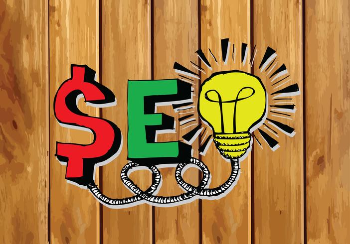 Seo Idea SEO Search Engine Optimization sull&#39;illustrazione di legno di struttura delle plance del fondo vettore