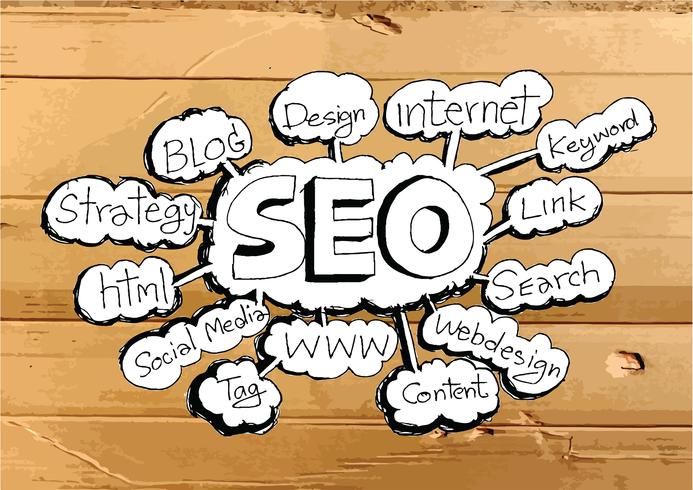 Seo Idea SEO Search Engine Optimization sull&#39;illustrazione di struttura del cartone vettore