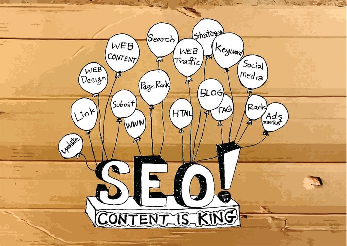 Seo Idea SEO Search Engine Optimization sull&#39;illustrazione di struttura del cartone vettore