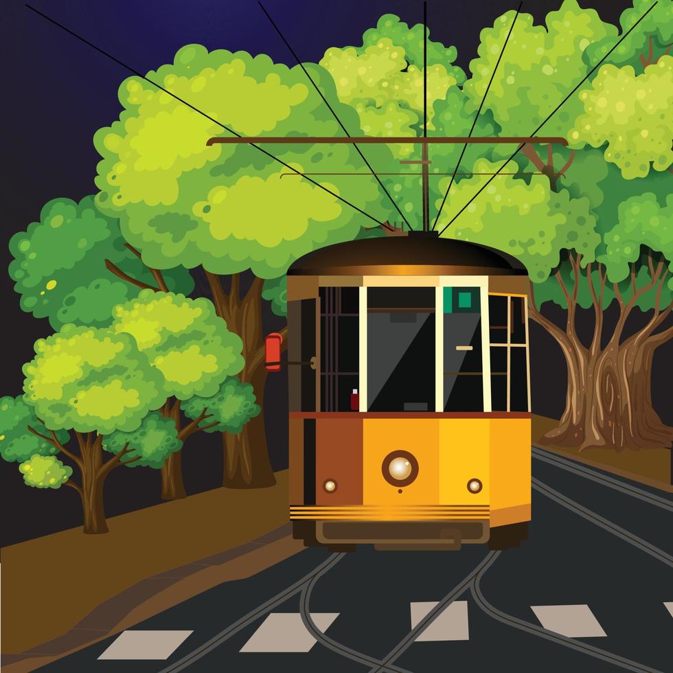 illustrazione del vecchio tram giallo in italia e in europa vettore
