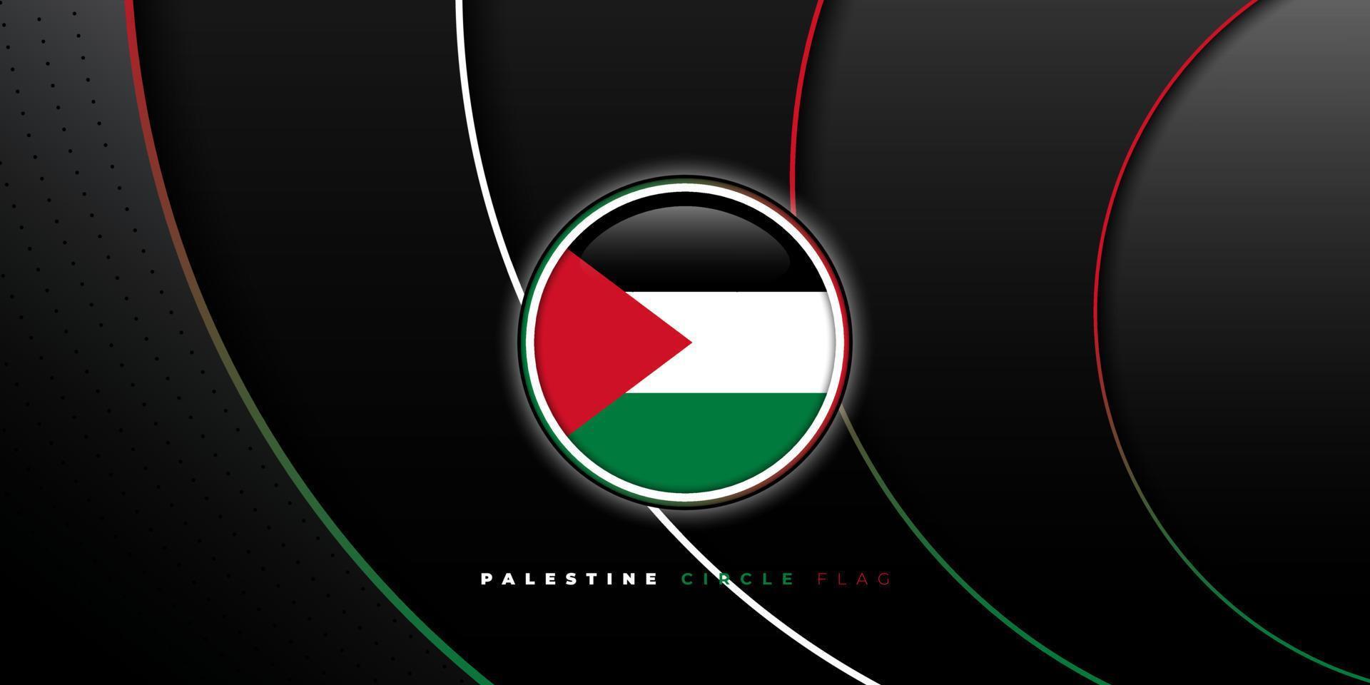 design della bandiera del cerchio della Palestina con sfondo nero. design del giorno dell'indipendenza della palestina. vettore