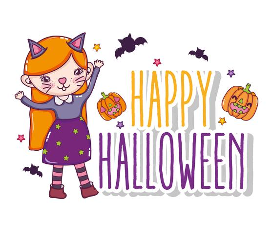 Cartoni animati di carta felice halloween vettore