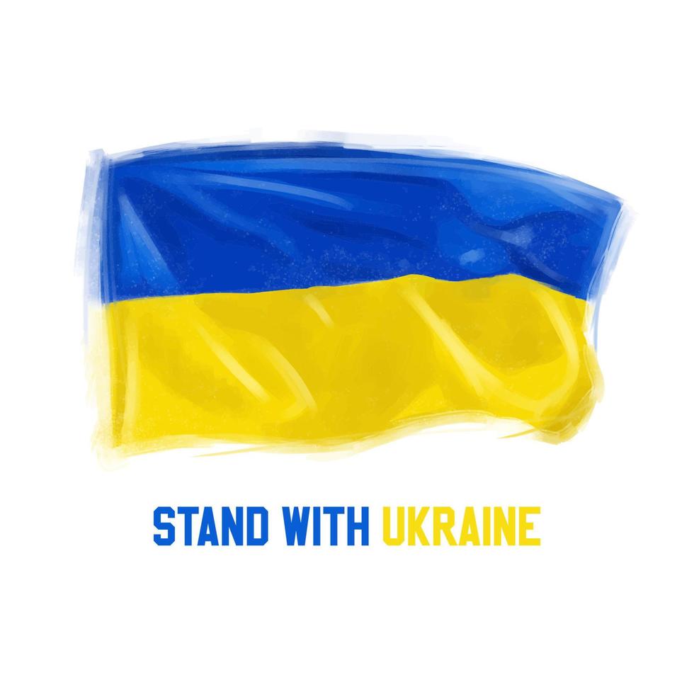 illustrazione vettoriale dipinta a mano bandiera sventolante ucraino