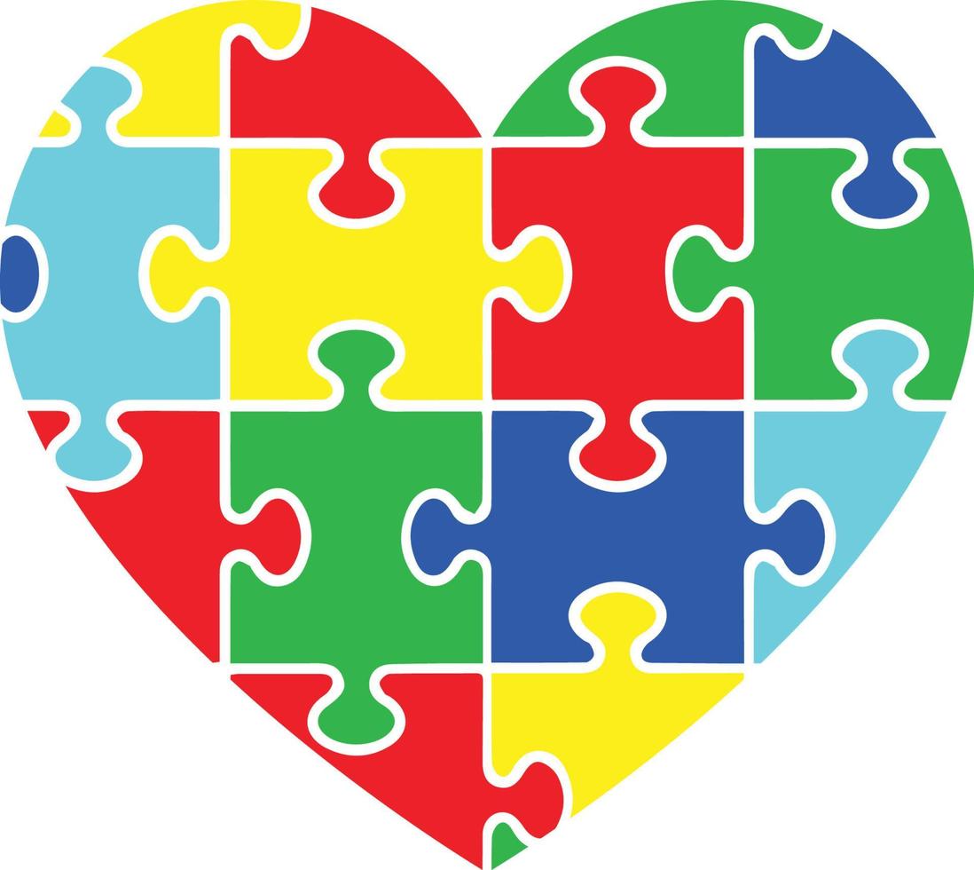 cuore di puzzle di autismo vettore