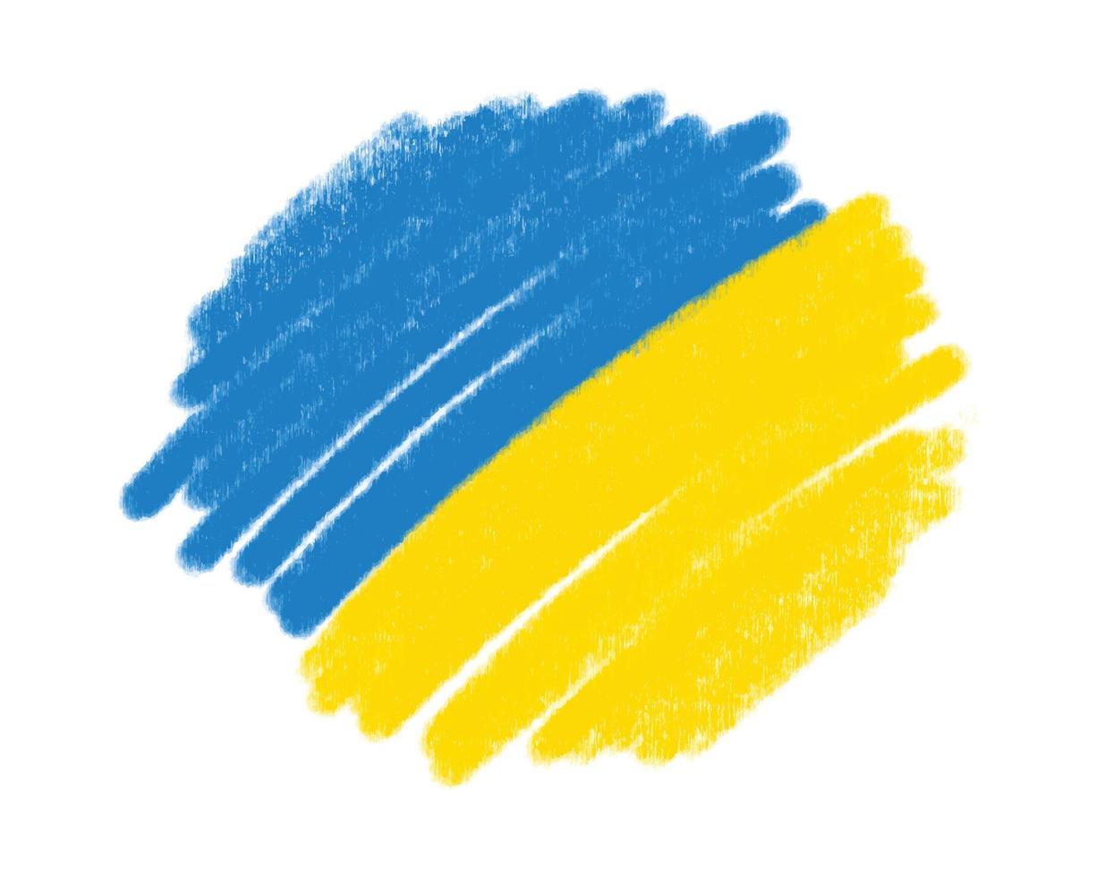 bandiera ucraina - bande orizzontali gialle e blu. modello di sfondo disegnato a mano con strisce di colore con texture grunge pennello, simbolo dell'ucraina vettore