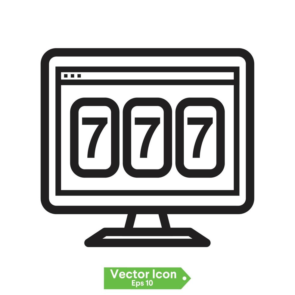 Lucky Seven sull'icona della slot machine. semplice illustrazione di sette fortunati sull'icona di vettore di slot machine per il web