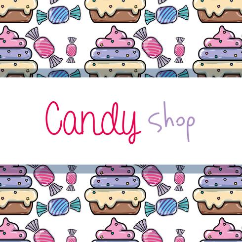 delizioso disegno di sfondo di caramelle dolci vettore