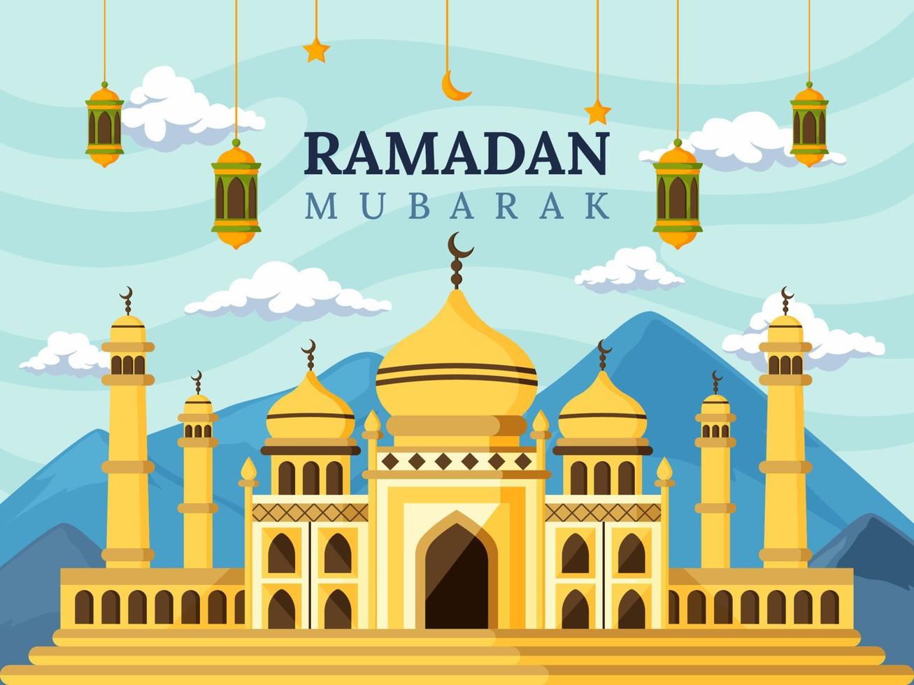 sfondo piatto ramadan mubarak vettore